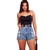 Short Feminino Jeans Com Destroyed Cintura Alta Dois Cintos - comprar online