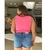 Short Jeans Plus Size Barra Fio Com Bolsos Nas Laterais - Crisconf-Vestuários e Acessórios