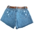 Short Jeans Feminino Com Cinto Cintura Alta Barra Fio - Crisconf-Vestuários e Acessórios