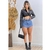 Short Saia Feminino Jeans Claro Liso Cintura Alta Barra Fio - loja online