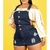 Jardineira Jeans Short Saia Plus Size Com Destroyed Novidade - loja online