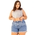 Short Jeans Plus Size Com Strass E Pedras Barra Desfiada - comprar online