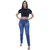 Calça Jeans Feminina Skinny Barra Desfiada Fecho Botões