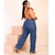 Calça Wide Leg Plus Size Jeans Lisa Com Bolsos Feminina - comprar online