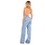 Calça Wide Leg Feminina Jeans Cintura Alta Lisa Reta - Crisconf-Vestuários e Acessórios