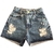 Short Jeans Feminino Com Destroyed Barra Fio Cintura Alta - comprar online