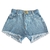 Short Jeans Liso Com Cinto Barra Desfiada Cintura Alta - comprar online