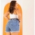 Imagem do Short Jeans Claro Plus Size Feminino Com Pedras Nas Laterais