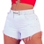 Short Jeans Plus Size Branco Feminino Barra Desfiada e Cinto - Crisconf-Vestuários e Acessórios