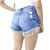 Short Jeans Curto Feminino Barra Desfiada Destroyed - Crisconf-Vestuários e Acessórios