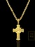 Corrente Cadeado 70cm 5mm Fecho Canhão Banhada a Ouro 18K + Pingente Cruz com Face de Cristo Cravejado - loja online