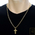 Corrente Cadeado 60cm 4mm Fecho Gaveta Banhada a Ouro 18K + Pingente Cruz Oração Pai Nosso Pequeno - comprar online