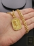 Corrente cadeado 70cm 5mm Fecho Gaveta Banhada a Ouro 18K + Pingente Placa com Face de Cristo 4D Cravejado na internet