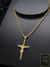Imagem do Corrente cadeado 70cm 4mm Fecho Gaveta Banhada a Ouro 18K + Pingente Cruz Cristo