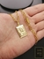 Corrente Cadeado Alongado 70cm 4mm Fecho Gaveta Banhada a Ouro 18K + Pingente Placa Perfil de Cristo na internet