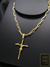 Imagem do Corrente Cadeado Alongado 70cm 6mm Fecho Gaveta Banhada a Ouro 18K + Pingente Cruz Cristo