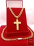 Corrente Grumet Duplo 70cm 7mm Fecho Gaveta Banhada a Ouro 18K + Pingente Cruz Oração Pai Nosso em Alto Relevo - comprar online