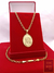 Corrente Cadeado 60cm 5mm Fecho Gaveta Banhada a Ouro 18K + Pingente Medalha Face de Cristo - comprar online