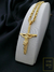 Corrente cadeado 70cm 4mm Fecho Gaveta Banhada a Ouro 18K + Pingente Cruz Cristo - SYNC MORE JOIAS