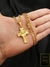 Corrente Cadeado 70cm 4mm Fecho Gaveta Trava Dupla Banhada a Ouro 18K + Pingente Cruz Com Perfil de Cristo - comprar online