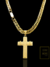 Corrente Grumet Duplo 70cm 7mm Fecho Gaveta Banhada a Ouro 18K + Pingente Cruz Oração Pai Nosso em Alto Relevo - loja online