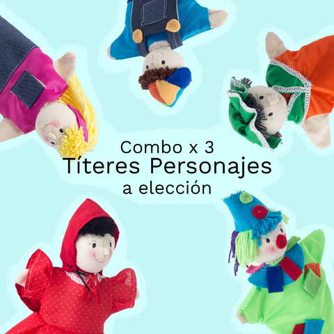 Combo x 3 Títeres de Guante Personajes - a elección