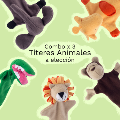 Combo x 3 Títeres de Guante Animales - a elección