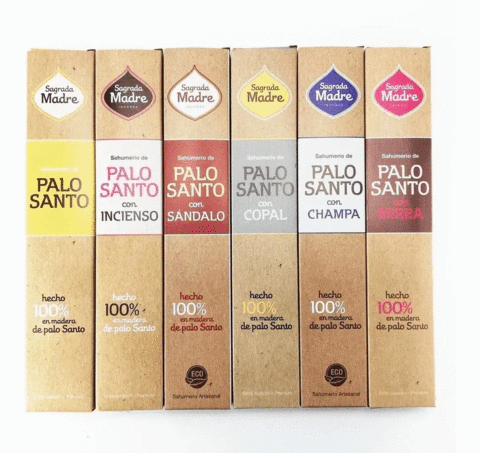 SET SAHUMERIOS PALO SANTO SAGRADA MADRE - LINEA COMPLETA PACK X 6 CAJAS