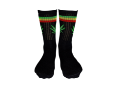 Meias Urbans Crossfit Bike Skate Cano Alto Cannabis Reggae Preta - comprar online