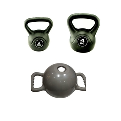 KIT DE PESAS KETTLEBELL 2KG + 4KG + KETTLEBELL RELLENABLE