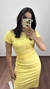 Conjunto Canelado Ribana Saia Midi Blusa Cropped Manga Curta Melissa Amarelo Manteiga - comprar online