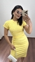 Conjunto Canelado Ribana Saia Midi Blusa Cropped Manga Curta Melissa Amarelo Manteiga na internet