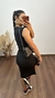 Vestido Canelado Ribana Midi Meia Manga Muscle Vanessa Preto na internet