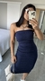 Imagem do Vestido Canelado Ribana Midi Tomara que Caia Lorena Azul Marinho