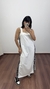 Vestido Moletom Longuete Longo Listrado Ágata Off White