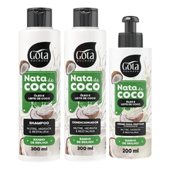 Kit Gota Nata de Coco Shampoo Condicionador Creme de Pentear