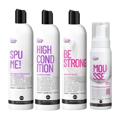 Kit Curly Care Shampoo Condicionador Leave-in Forte Mousse