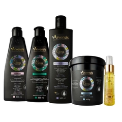 Kit Arvensis Cachos Shampoo + Condicionador + Ativador e Mascara Ondulados + Oleo Tec Oil