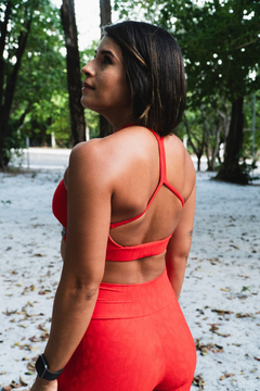 Top Power Clean Jacquard Red Coral - Black Cherry Fitwear