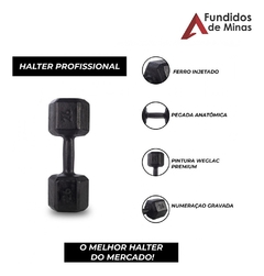 Kit Kettlebell + Halteres Pintados - TOTAL 30kg - Fogão a lenha Fundidos de Minas