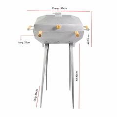 Churrasqueira a Bafo Quadrada Grande com Suporte Pequeno em Alumínio Fundido - comprar online