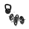 KIT ANILHAS PINTADAS + KETTLEBELL EMBORRACHADO - TOTAL 24KG