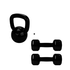 Kit Halteres + Kettlebell Emborrachados - TOTAL 22kg