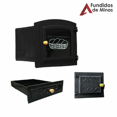 Kit Forno Ferro Fundido Pequeno+porta Cinzeiro+gaveta Ferro