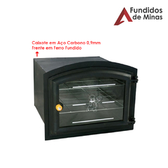 KIT Forno Abaulado Frente de Ferro caixote de Aço Carbono 0,9mm Grande + Chapa 3 furos com redução - Fogão a lenha Fundidos de Minas