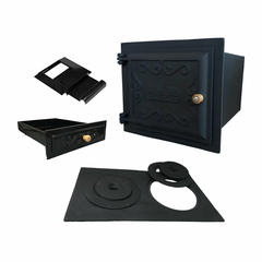 Kit Forno Frente Ferro Fundido P + Chapa 2F + Regulador 20x30cm