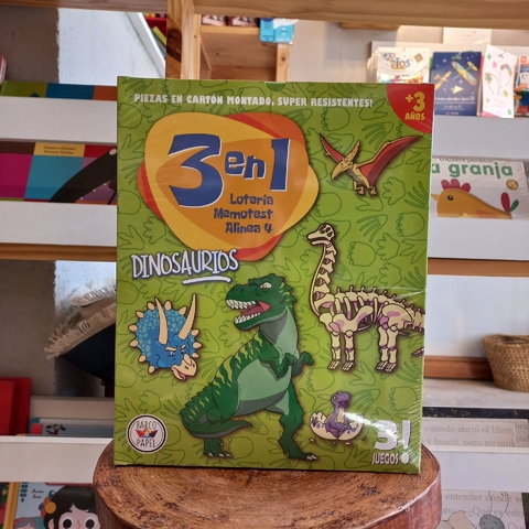 3 EN 1 (LOTERIA, MEMOTEST, ALINEA) - DINOSAURIOS