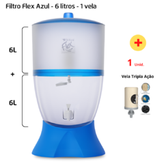 Filtro Flex - 6 litros - 1 vela - Azul + 1 Vela Tripla Ação