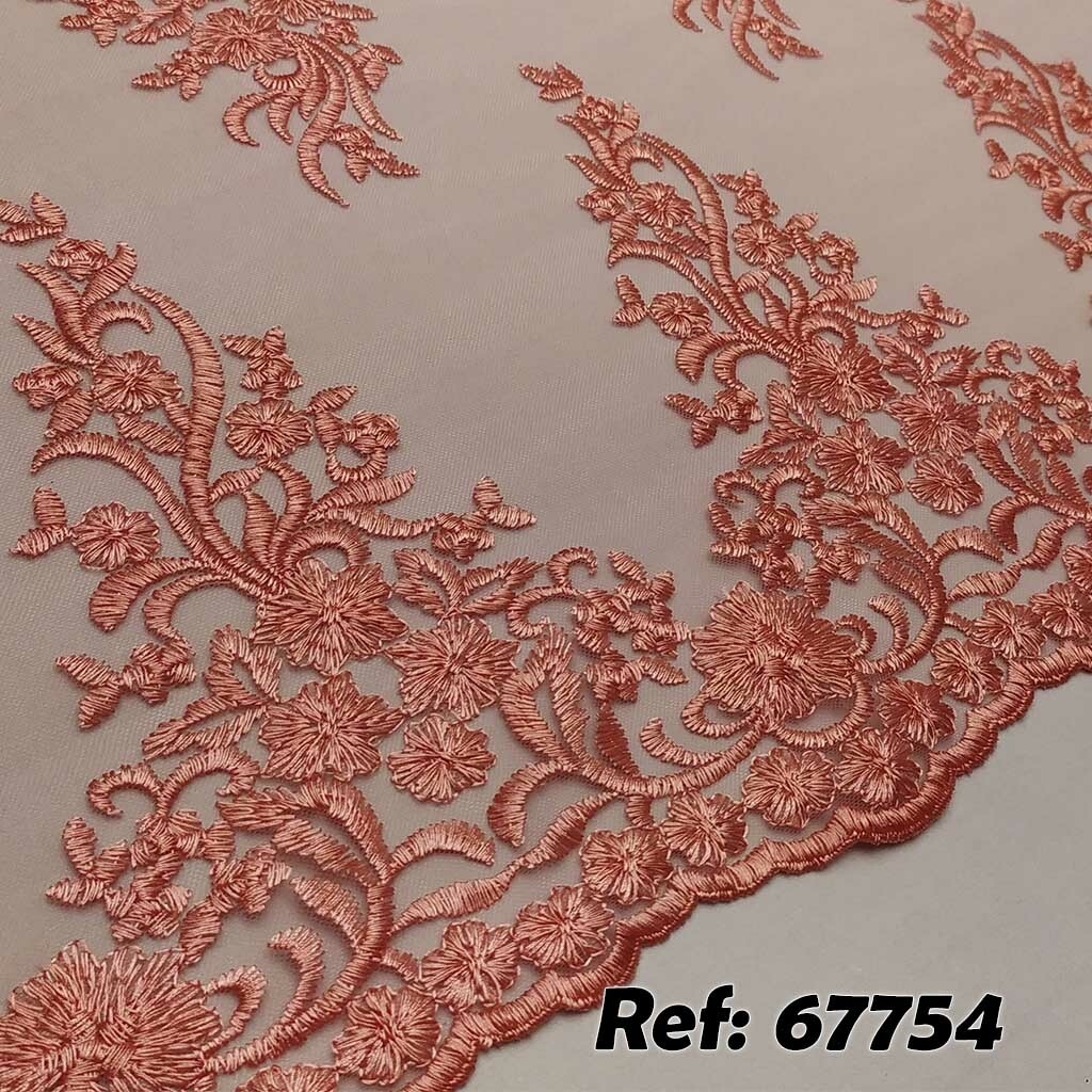 Tule bordado coral store