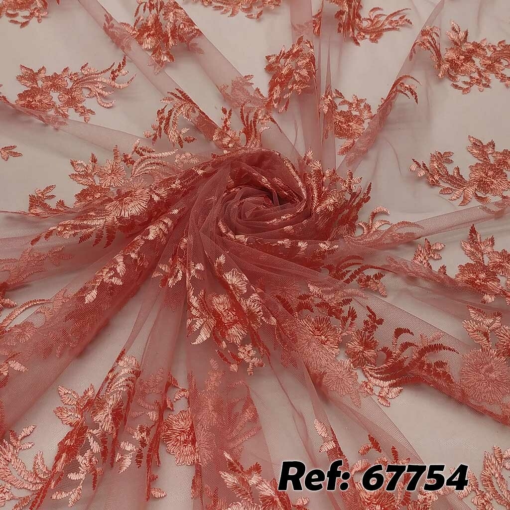 Tule bordado coral cheap